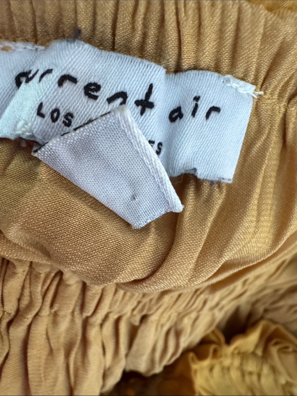 Anthropologie Current Air crinkle skirt with color-blocks in gold, rust & black - Picture 4 of 5